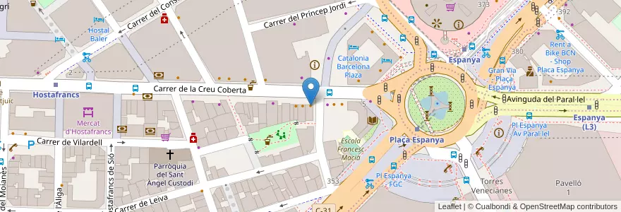 Mapa de ubicacion de Frankfurt Station en 스페인, Catalunya, Barcelona, Barcelonès, 바르셀로나.
