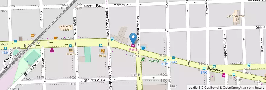 Mapa de ubicacion de Franz en آرژانتین, سانتافه, Departamento Rosario, Municipio De Rosario, تسبیح.