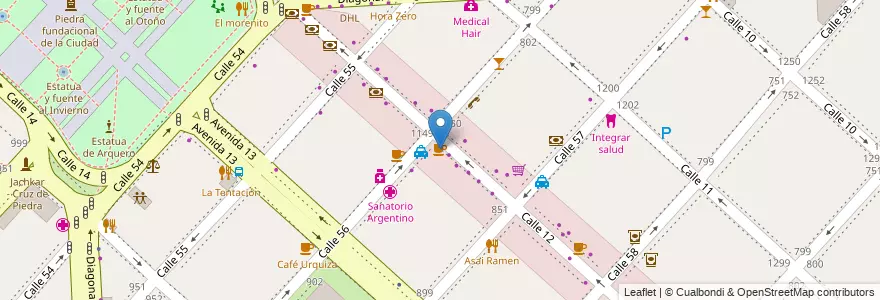 Mapa de ubicacion de Fratelli cafe, Casco Urbano en Argentina, Provincia Di Buenos Aires, Partido De La Plata, La Plata.