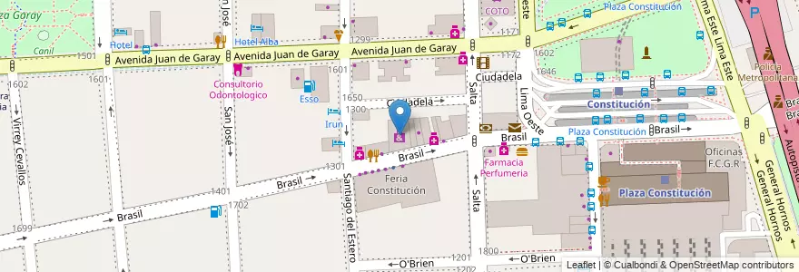 Mapa de ubicacion de Frávega, Constitucion en Argentinien, Ciudad Autónoma De Buenos Aires, Comuna 4, Comuna 1, Buenos Aires.