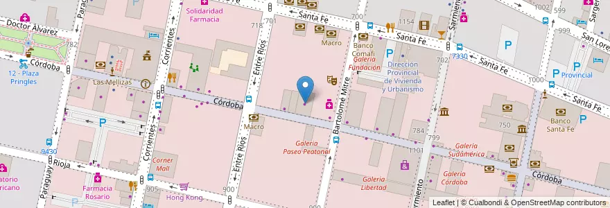 Mapa de ubicacion de Frávega en Аргентина, Санта-Фе, Departamento Rosario, Municipio De Rosario, Росарио.
