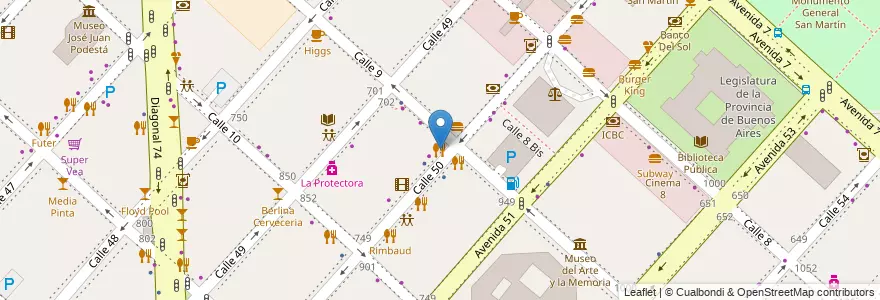 Mapa de ubicacion de Frawen's, Casco Urbano en アルゼンチン, ブエノスアイレス州, Partido De La Plata, La Plata.