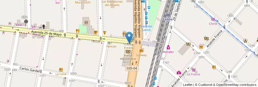 Mapa de ubicacion de Freddo en الأرجنتين, بوينس آيرس, Partido De Lanús, Lanús Oeste.