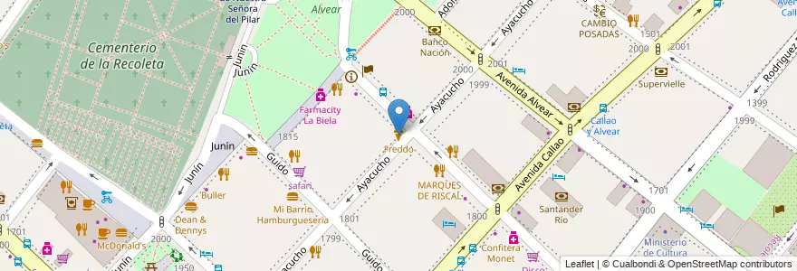 Mapa de ubicacion de Freddo, Recoleta en Argentina, Ciudad Autónoma De Buenos Aires, Comuna 2, Buenos Aires.