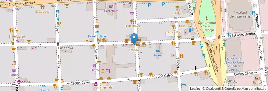 Mapa de ubicacion de Freddo, San Telmo en آرژانتین, Ciudad Autónoma De Buenos Aires, Comuna 1, Buenos Aires.