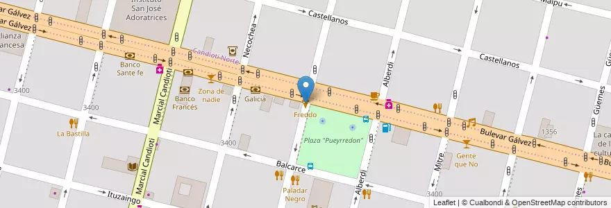 Mapa de ubicacion de Freddo en الأرجنتين, سانتا في, إدارة العاصمة, سانتا في العاصمة, سانتا في.