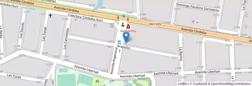 Mapa de ubicacion de Free Shop Helados en アルゼンチン, サンタフェ州, Departamento Rosario, Municipio De Funes, Funes.