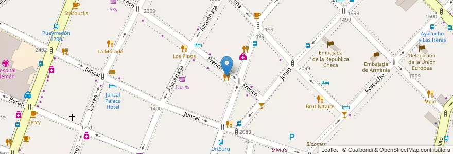 Mapa de ubicacion de French, Recoleta en アルゼンチン, Ciudad Autónoma De Buenos Aires, Comuna 2, ブエノスアイレス.