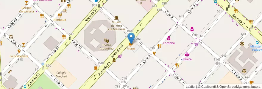 Mapa de ubicacion de Freres, Casco Urbano en Arjantin, Buenos Aires, Partido De La Plata, La Plata.