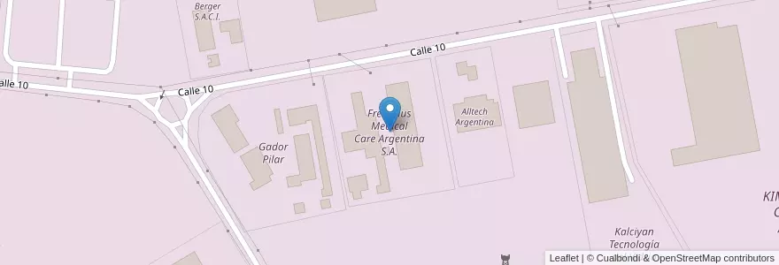 Mapa de ubicacion de Fresenius Medical Care Argentina S.A. en アルゼンチン, ブエノスアイレス州, Partido Del Pilar, Fátima.