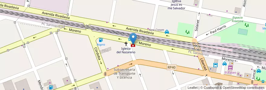 Mapa de ubicacion de Fresenius Medical Care en アルゼンチン, ブエノスアイレス州, Partido De Merlo, Merlo.