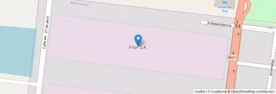 Mapa de ubicacion de Friar S.A. en الأرجنتين, سانتا في, Departamento General Obligado, Municipio De Reconquista.