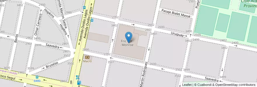 Mapa de ubicacion de Fric Rot - Monroe en アルゼンチン, サンタフェ州, Departamento Rosario, Municipio De Rosario, ロサリオ.