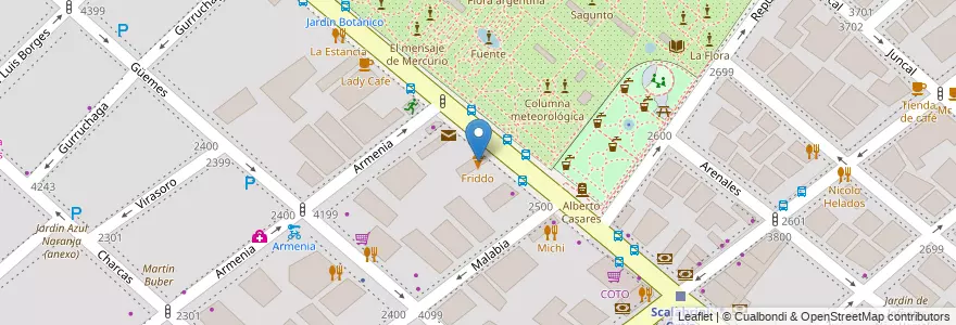 Mapa de ubicacion de Friddo, Palermo en アルゼンチン, Ciudad Autónoma De Buenos Aires, ブエノスアイレス, Comuna 14.