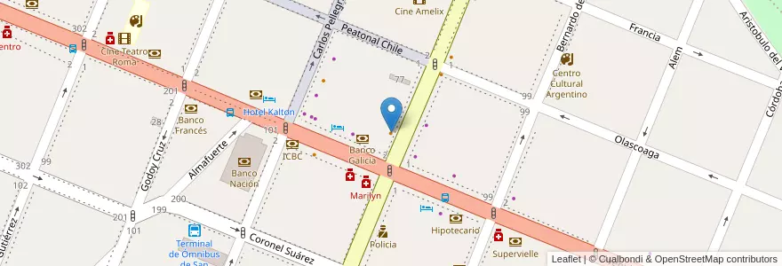 Mapa de ubicacion de Friend´s en Arjantin, Şili, Mendoza, San Rafael, Distrito Ciudad De San Rafael, Departamento San Rafael.