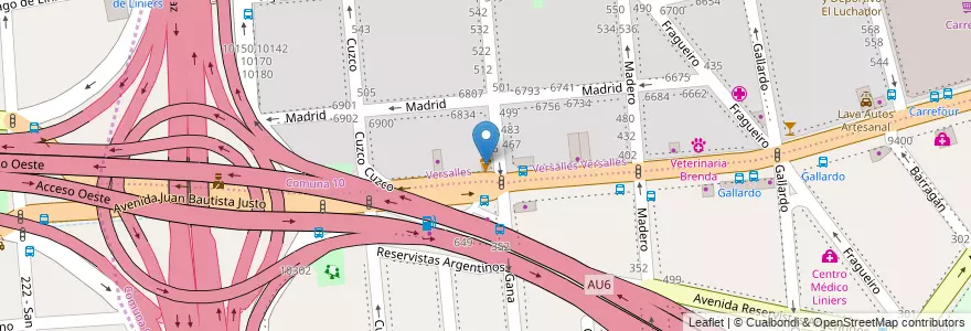 Mapa de ubicacion de Friggio, Versalles en Аргентина, Буэнос-Айрес, Буэнос-Айрес, Comuna 10, Partido De Tres De Febrero.