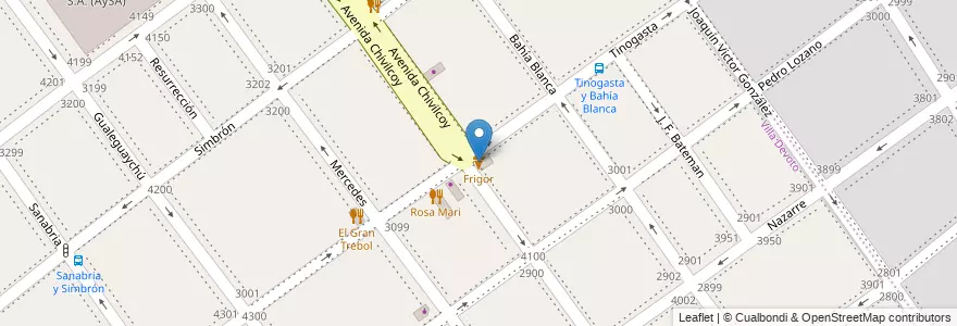 Mapa de ubicacion de Frigor, Villa Devoto en Argentina, Autonomous City Of Buenos Aires, Autonomous City Of Buenos Aires, Comuna 11.