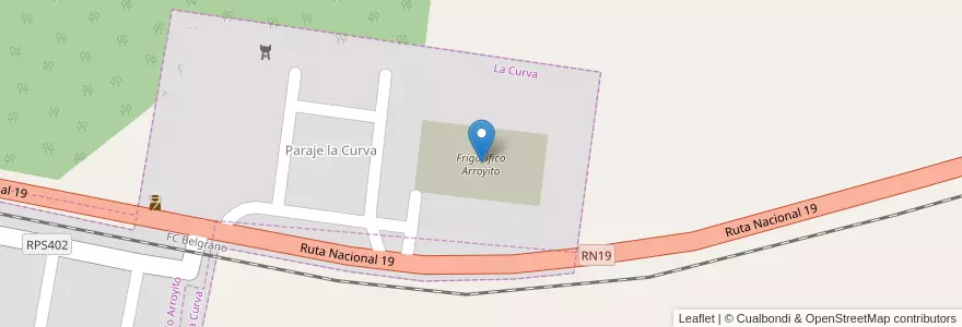 Mapa de ubicacion de Frigorífico Arroyito en Argentina, Córdoba, Departamento San Justo, Pedanía San Francisco, La Curva.