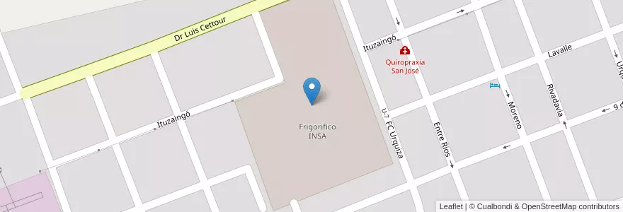 Mapa de ubicacion de Frigorifico INSA en アルゼンチン, エントレ・リオス州, Departamento Colón, Distrito Primero, San José.