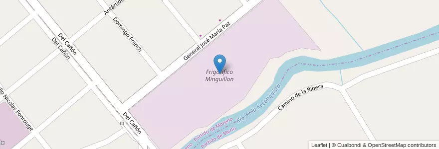 Mapa de ubicacion de Frigorifico Minguillon en 아르헨티나, 부에노스아이레스주, Partido De Moreno, Partido De Merlo, Merlo.