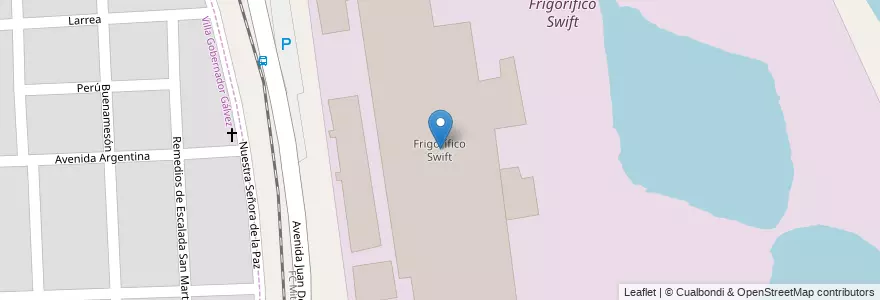 Mapa de ubicacion de Frigorífico Swift en الأرجنتين, سانتا في, Departamento Rosario, Municipio De Villa Gobernador Gálvez.