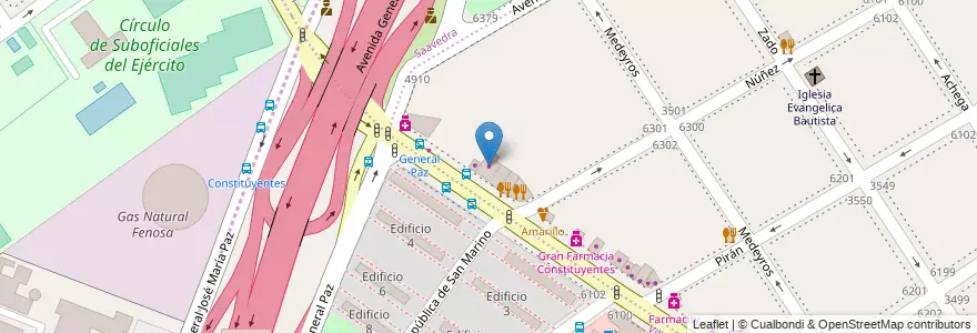 Mapa de ubicacion de Frigorifico, Villa Urquiza en アルゼンチン, ブエノスアイレス州, Comuna 12.