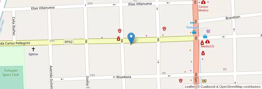 Mapa de ubicacion de Frio's en Arjantin, Şili, Mendoza, Departamento Tunuyán, Distrito Ciudad De Tunuyán.