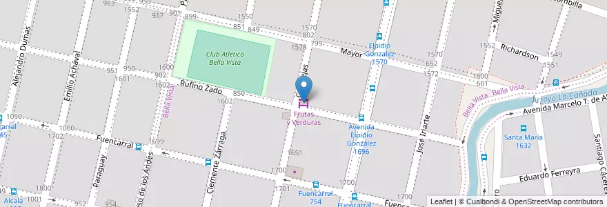 Mapa de ubicacion de Frutas y Verduras en アルゼンチン, コルドバ州, Departamento Capital, Pedanía Capital, Córdoba, Municipio De Córdoba.