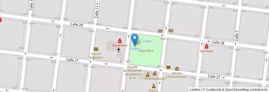 Mapa de ubicacion de Fuente en Arjantin, Buenos Aires, Partido De Veinticinco De Mayo, Veinticinco De Mayo.