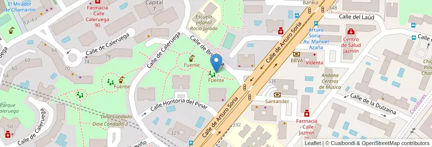 Mapa de ubicacion de Fuente en Испания, Мадрид, Мадрид, Área Metropolitana De Madrid Y Corredor Del Henares, Мадрид.