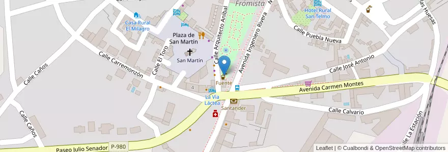 Mapa de ubicacion de Fuente en Sepanyol, Castilla Y León, Palencia, Campos, Frómista.
