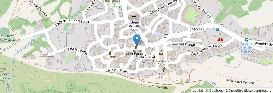 Mapa de ubicacion de Fuente en Испания, Мадрид, Мадрид, Sierra Oeste, Zarzalejo.