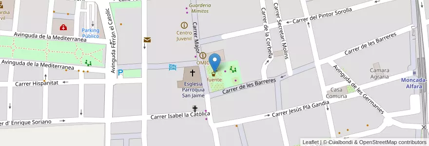 Mapa de ubicacion de fuente en Spain, Valencian Community, Valencia, L'Horta Nord, Moncada.