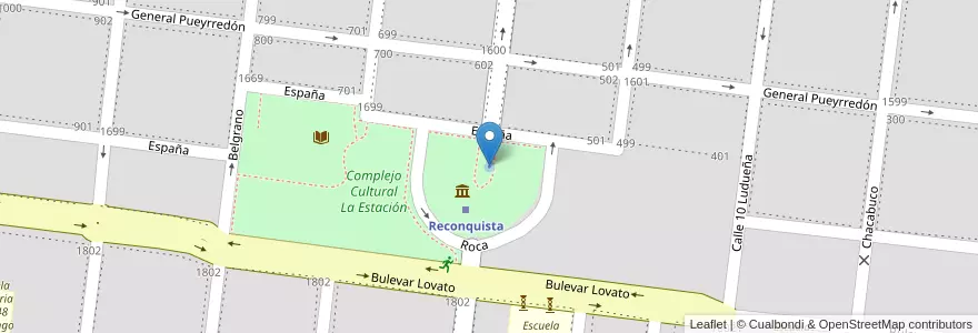 Mapa de ubicacion de Fuente de agua Museo Historico en Argentinien, Santa Fe, Departamento General Obligado, Municipio De Reconquista, Reconquista.