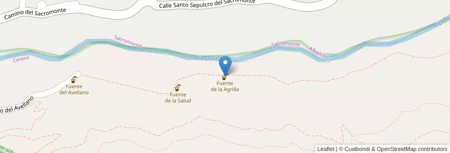 Mapa de ubicacion de Fuente de la Agrilla en Espagne, Andalousie, Grenade, Comarca De La Vega De Granada, Grenade.