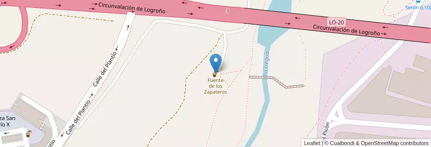 Mapa de ubicacion de Fuente de los Zapateros en 西班牙, La Rioja, La Rioja, Logroño.