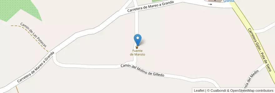 Mapa de ubicacion de Fuente de Maroto en Espagne, Asturies, Asturies, Gijón/Xixón.