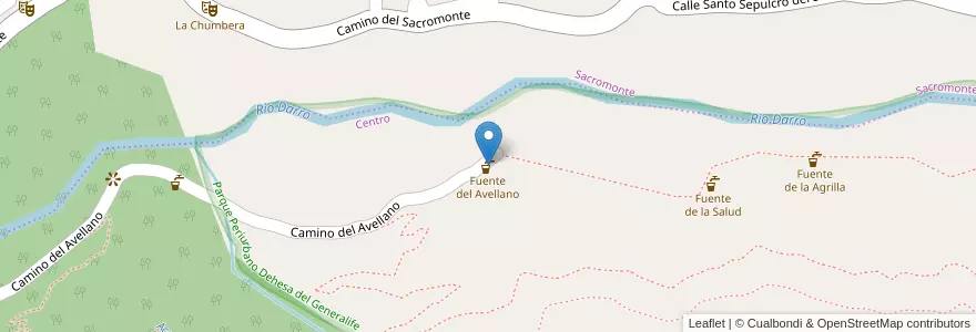Mapa de ubicacion de Fuente del Avellano en Espagne, Andalousie, Grenade, Comarca De La Vega De Granada, Grenade.