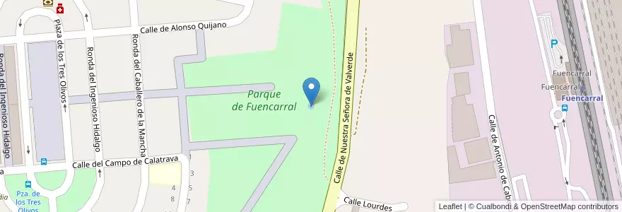 Mapa de ubicacion de Fuente del parque Fuencarral en スペイン, マドリード州, Comunidad De Madrid, Área Metropolitana De Madrid Y Corredor Del Henares, Madrid.
