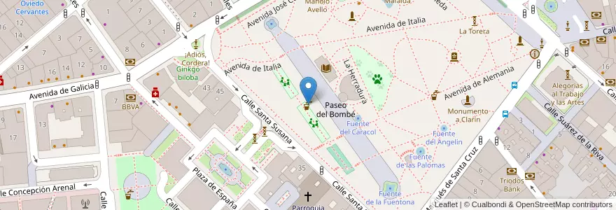 Mapa de ubicacion de Fuente del Pez en اسپانیا, آستوریاس, آستوریاس, Oviedo.