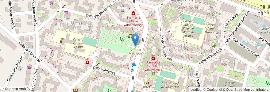 Mapa de ubicacion de Fuente homenaje a Antonio Machado en 西班牙, Comunidad De Madrid, Comunidad De Madrid, Área Metropolitana De Madrid Y Corredor Del Henares, Madrid.