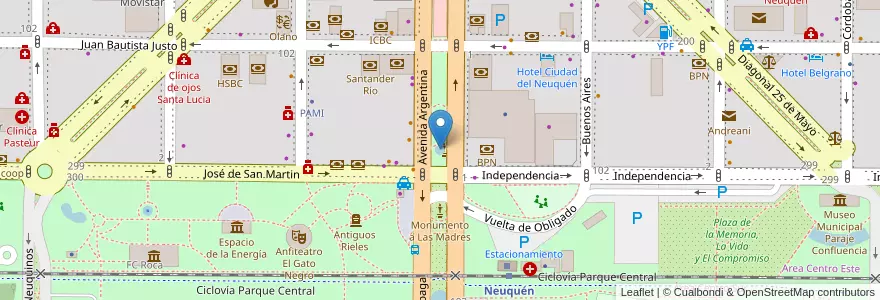 Mapa de ubicacion de Fuente La Cibeles en アルゼンチン, チリ, ネウケン州, Departamento Confluencia, Municipio De Neuquén, Neuquén.