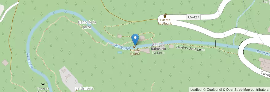 Mapa de ubicacion de Fuente la Jarra en İspanya, Comunitat Valenciana, València / Valencia, La Hoya De Buñol, Buñol.