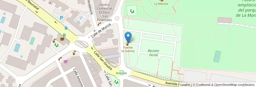 Mapa de ubicacion de Fuente la marina en Испания, Мадрид, Мадрид, Área Metropolitana De Madrid Y Corredor Del Henares, San Sebastián De Los Reyes.