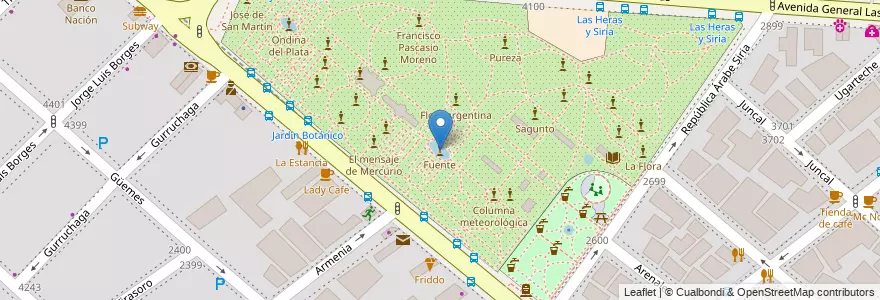Mapa de ubicacion de Fuente, Palermo en Argentine, Ciudad Autónoma De Buenos Aires, Buenos Aires, Comuna 14.
