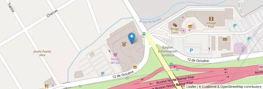 Mapa de ubicacion de Fuente patio de comodas Torres del Sol en 아르헨티나, 부에노스아이레스주, Partido Del Pilar, Villa Rosa.