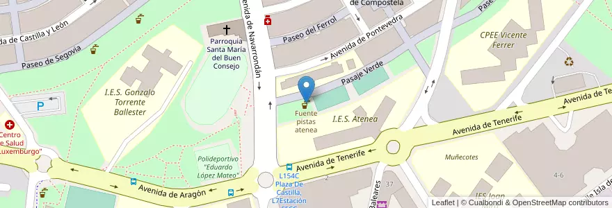 Mapa de ubicacion de Fuente pistas atenea en 스페인, Comunidad De Madrid, Comunidad De Madrid, Área Metropolitana De Madrid Y Corredor Del Henares, San Sebastián De Los Reyes.