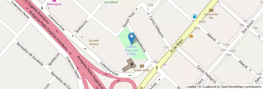 Mapa de ubicacion de Fuente Plaza Los Caidos en アルゼンチン, ブエノスアイレス州, Partido De Escobar, Belén De Escobar.