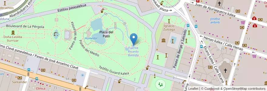 Mapa de ubicacion de Fuente Ricardo Bastida en 스페인, Euskadi, Bizkaia, Bilboaldea, 빌바오.