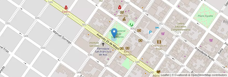 Mapa de ubicacion de Fuente Rojas en Argentina, Buenos Aires, Partido De Rojas, Rojas.